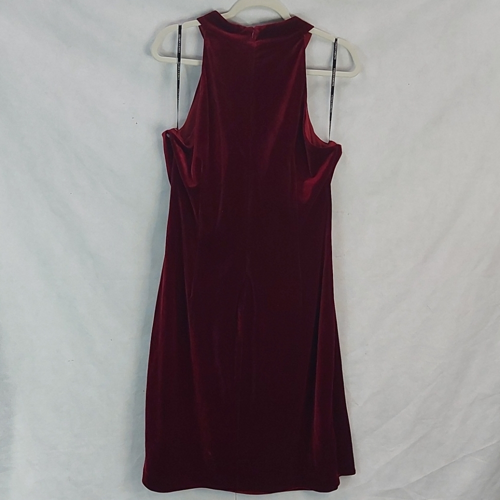 Vince Camuto Red Burgundy Velvet Halter Sleeveless Over Knee Dress 18 XXL # - Picture 5 of 13